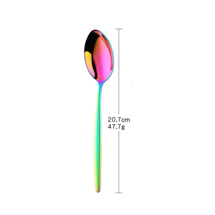 Couverts dorés arc-en-ciel, service de table en acier inoxydable, service de table de Restaurant, service de cuillère et fourchette: Dinner Spoon 1Pcs
