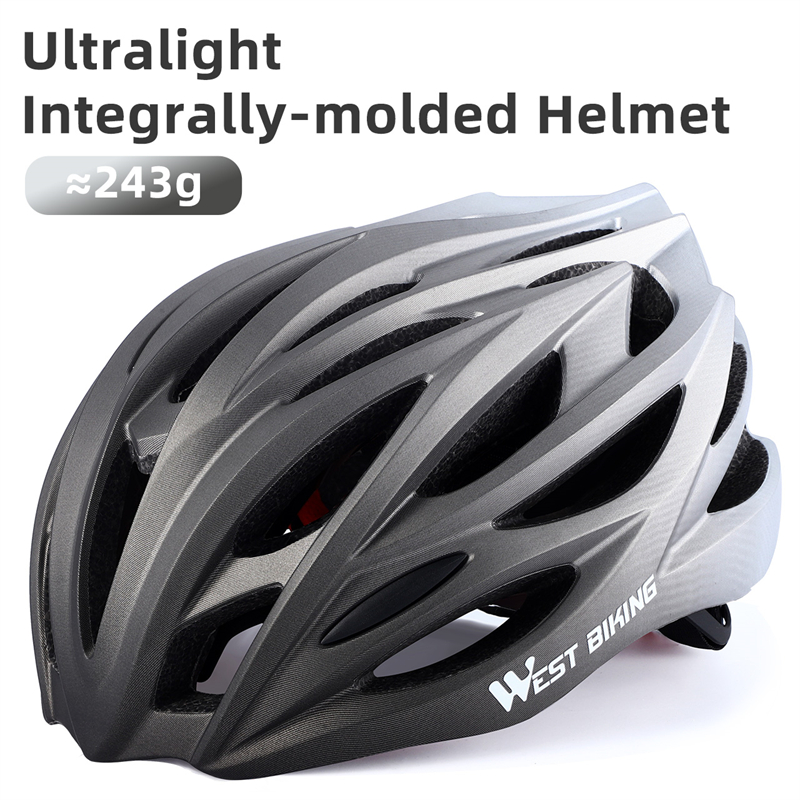 WEST BIKING-casco de ciclismo ultraligero moldeado integralmente para hombre y mujer, casco de carreras, gorra de seguridad para bicicleta de montaña y carretera, accesorios: Rojo
