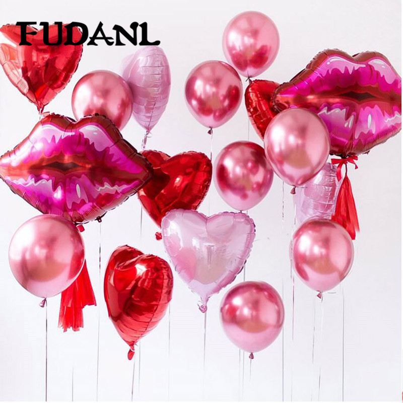 1Lot Grote Rode Lippen Folie Ballon Lip Roze Hart Helium Balaos Bruiloft valentijnsdag Decoratie Liefde Thema Party Paar levert