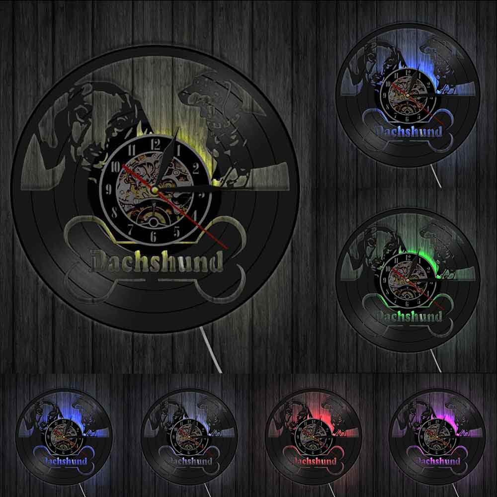 Dachshund Vinyl Record Wall Clock Modern Watch For Wall Decor For Children's Room Dog 3D Wall Watches Puppy Animal: 2