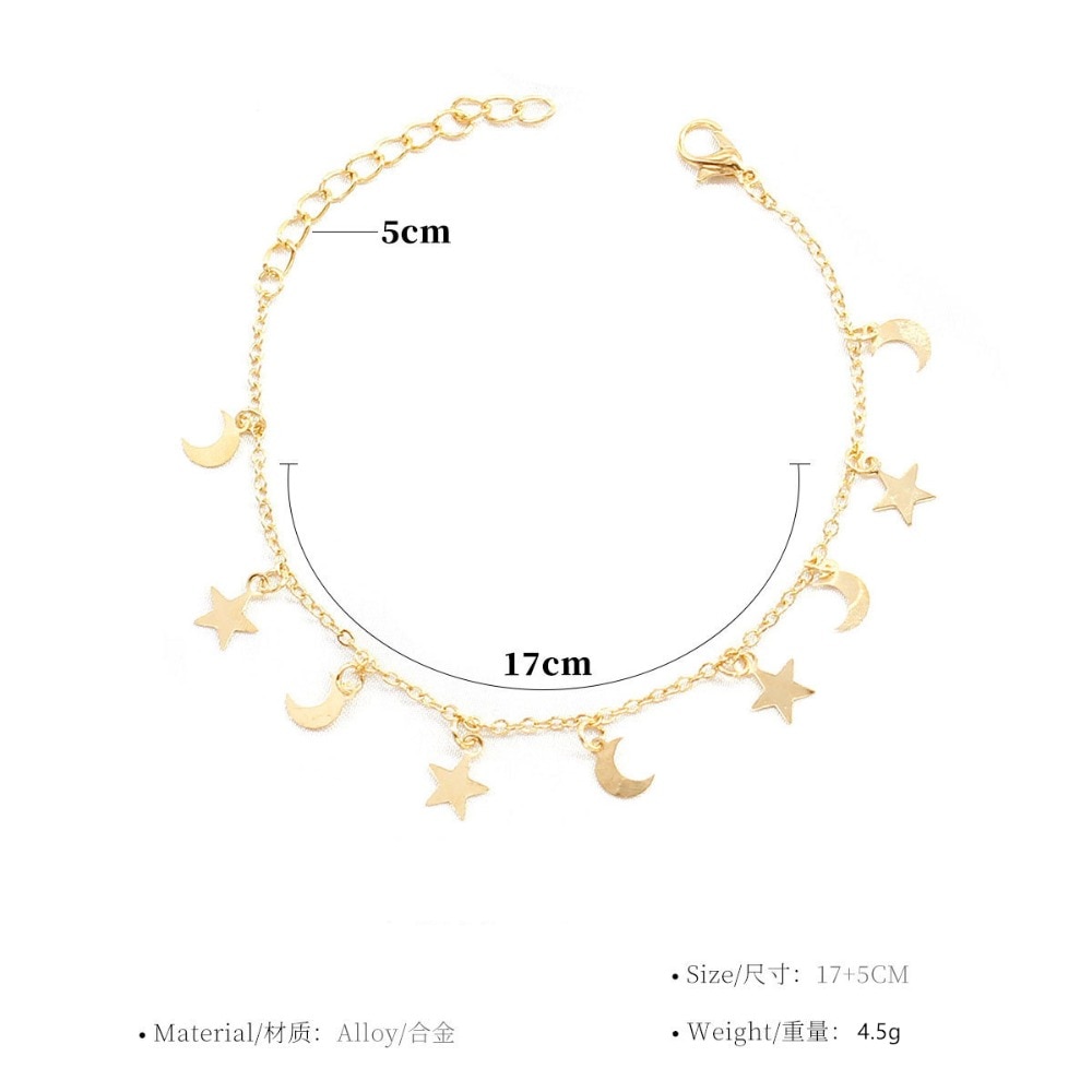 V-325 Gold Color Moon Star Charms bracelet for Women Accessories Bracelets