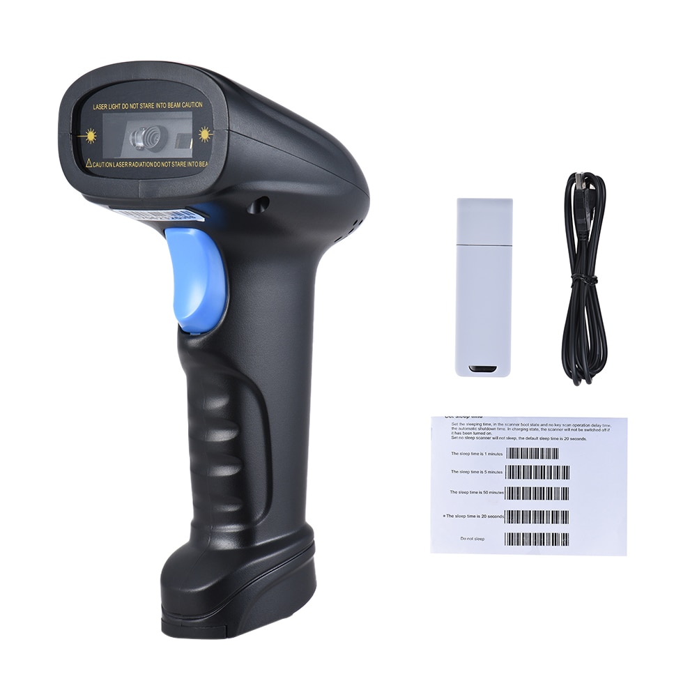 Handheld 2.4G Wireless 1D/2D/QR Barcode Scanner Bar Code Reader with USB Receiver 2100 Code Storage Capacity for POS