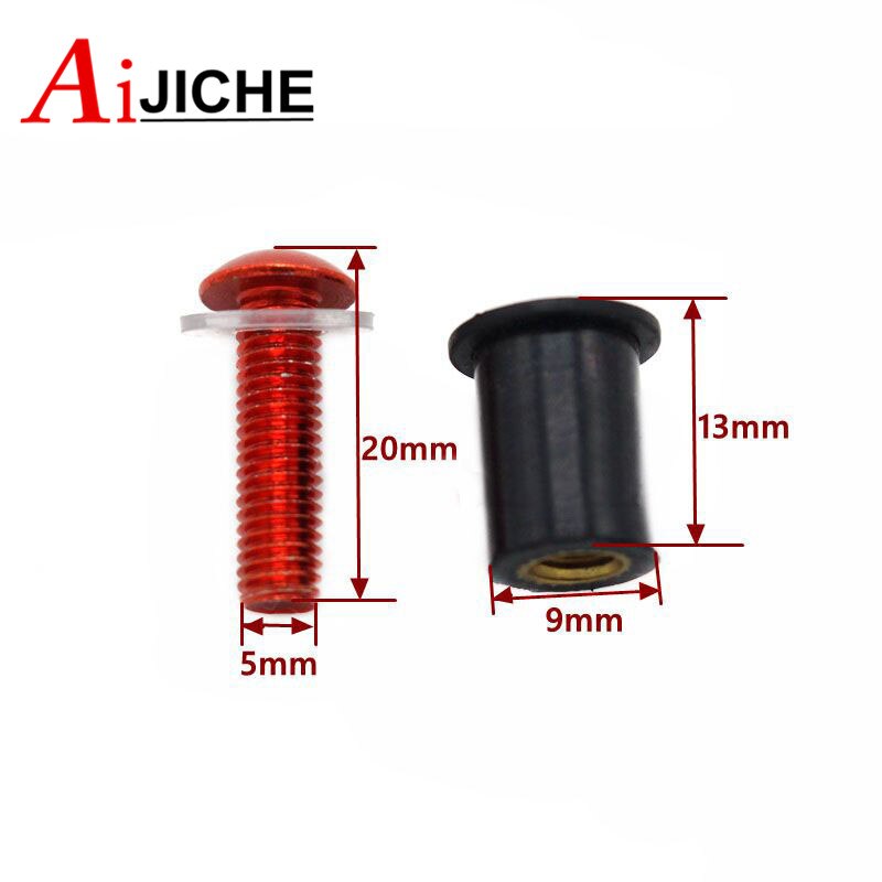 Boulons de pare-brise de moto, Kit de fixation d'écrou à vis M5 5mm 10 pièces pour HONDA CBR 600 RR/F4i/F4 VFR 800 Steed 1000RR CB1000R CRF250L