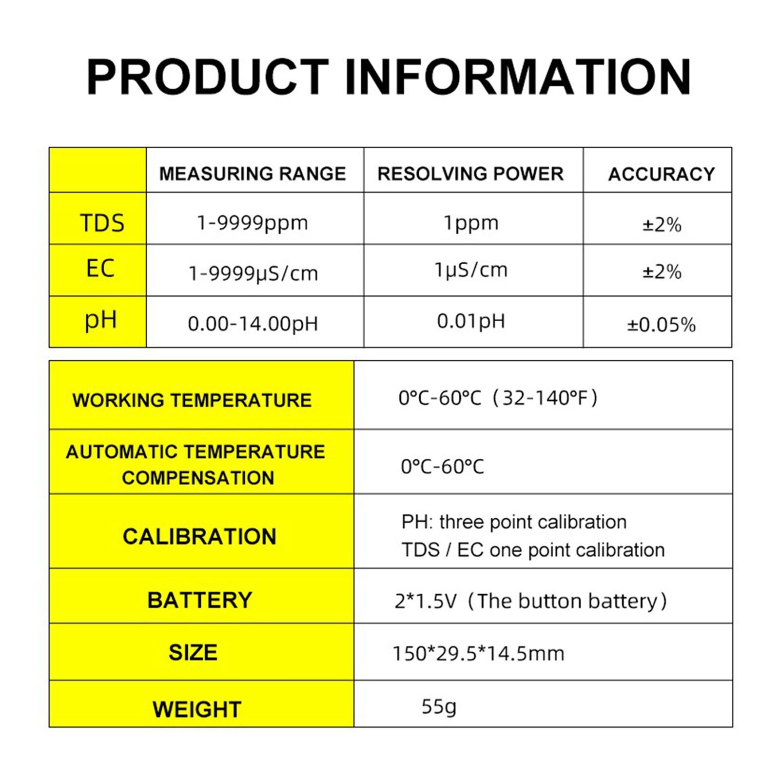 4-in-1 Digital Ph Meter Pen Multi-function PH/ TDS/EC/Temperature Checker Water Tester Measuring Instruments
