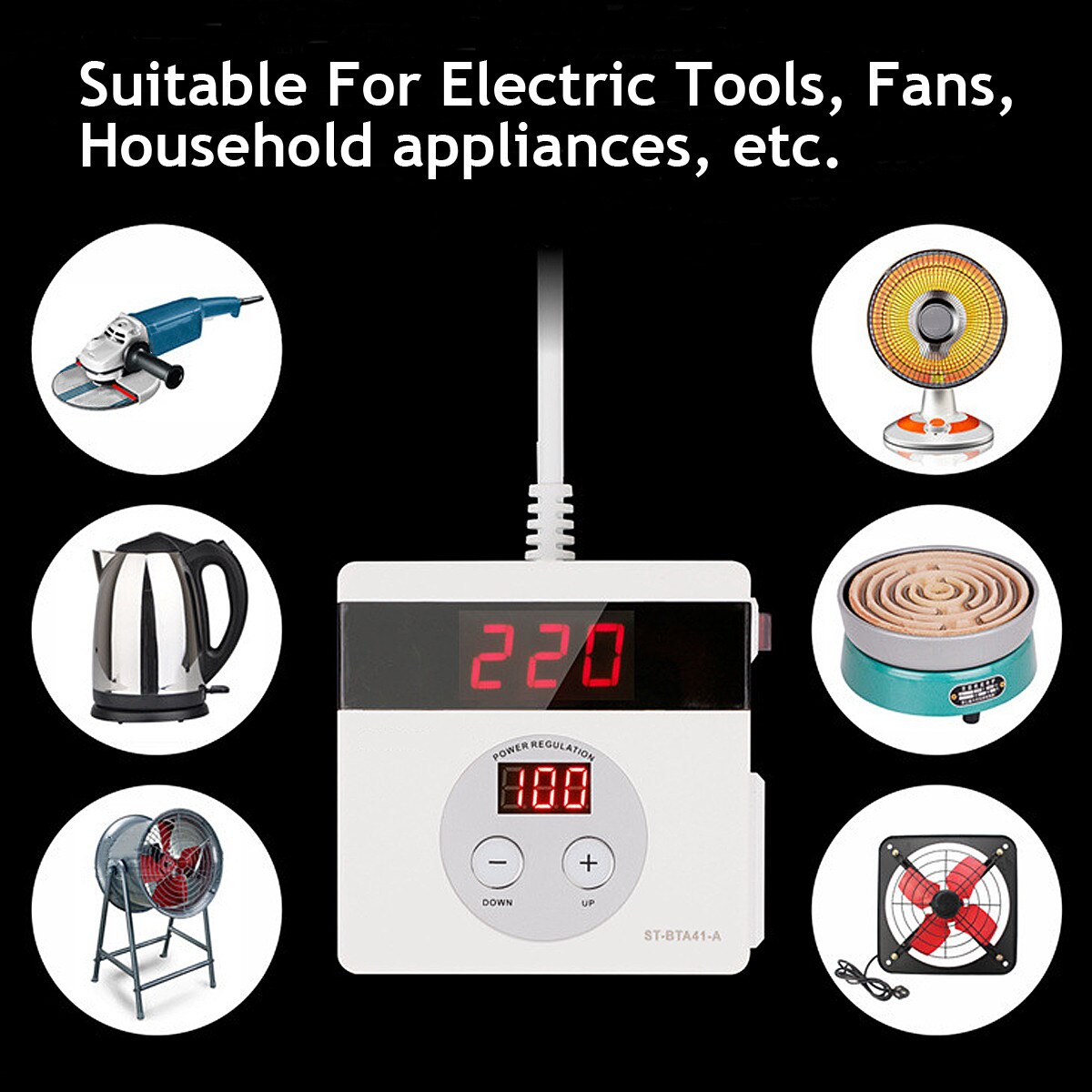 4000W 220V AC SCR Electronic Voltage Regulator Temperature Speed Adjust Controller Dimming Thermostat Regulated Power Supply
