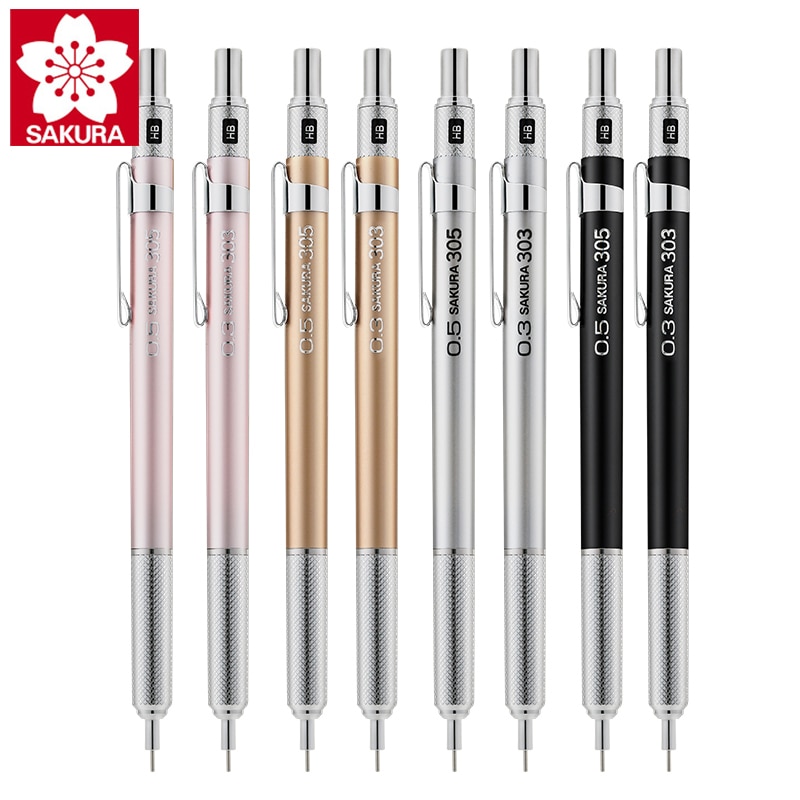 1Pcs Sakura XS-303 Metalen Staaf Anti-Gebroken Kern Tekening Automatische Potlood 0.3Mm/0.5Mm Niet te Breken Schets Hand Getekende Comics