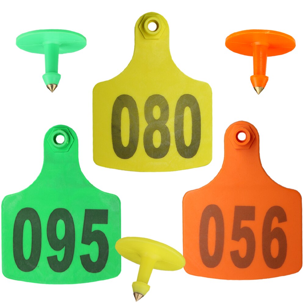 20 Stuks 7.5X10Cm Soft Tpu Koe Oor Identificatie Plaat Met Digitale Label Groen Oranje Geel Plastic Oorbellen farm Animal Id-kaart