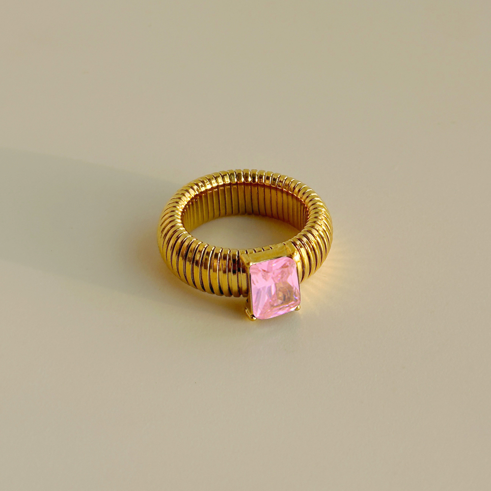 Anillos Punk exagerados de cristal multicolor para mujer, chapado en oro de 18 quilates, resistente al agua, anillo cuadrado grueso, joyería Vintage de hip hop: 9 / Verde