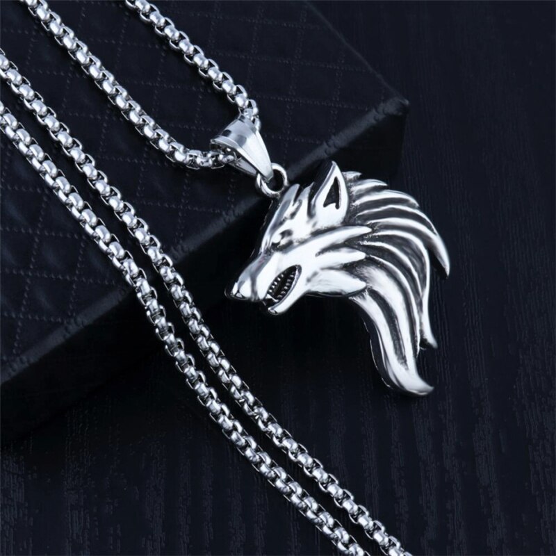 Punk Brave Men Wolf Tooth Pendant Necklaces Men Jewelry Fang Tooth Amulet Pendant Necklaces XLCT009