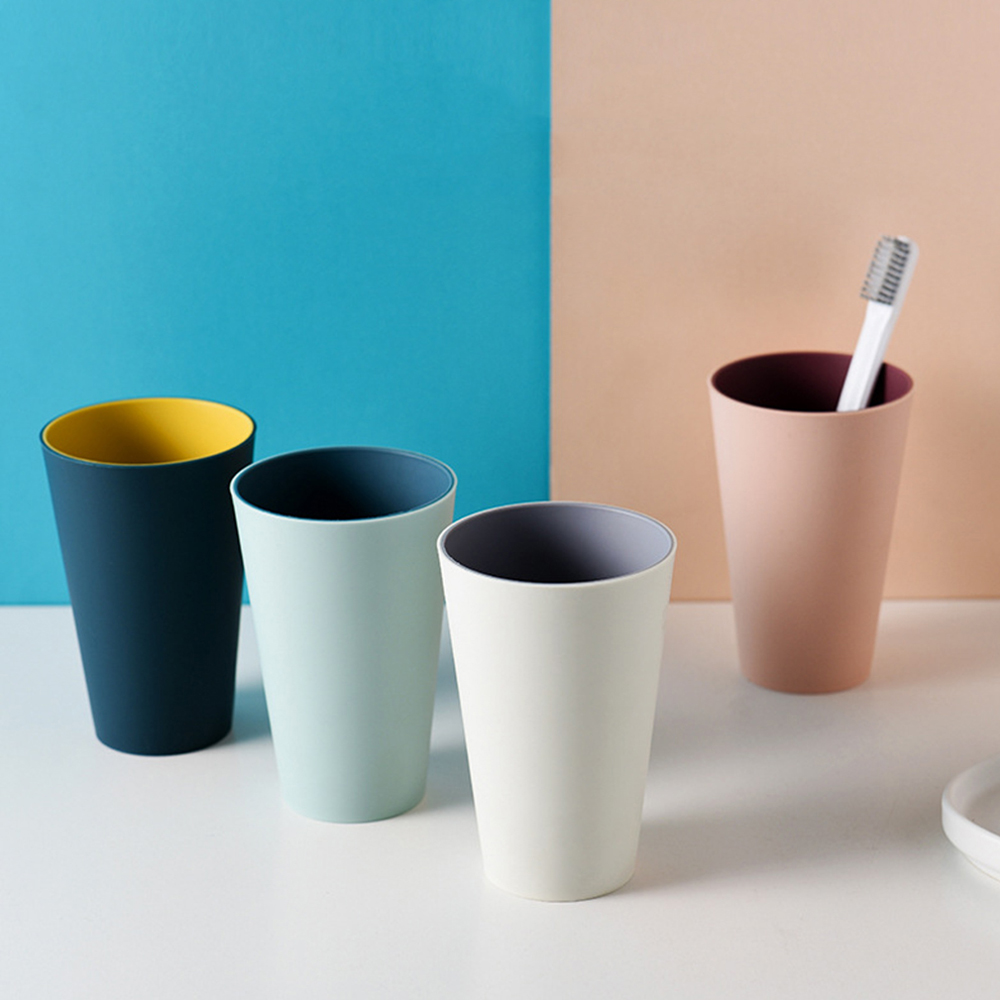 Tazas de dos tonos para el hogar, tazas sencillas de para parejas, tazas de plástico lisas, tazas para cepillo de baño, taza de lavado grande