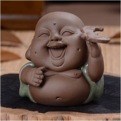 Glad buddha grine smilende buddha lille størrelse porcelæn leret ler te kæledyr geyao håndværk knitre glasur te spille på salg: Stil 3