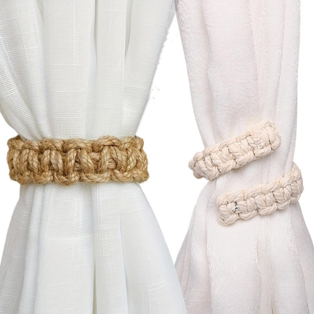 Corbatas trenzadas de cuerda de cáñamo, corbatas de cortina trenzadas de yute, corbatas de estilo clásico, decoración del hogar para cortinas