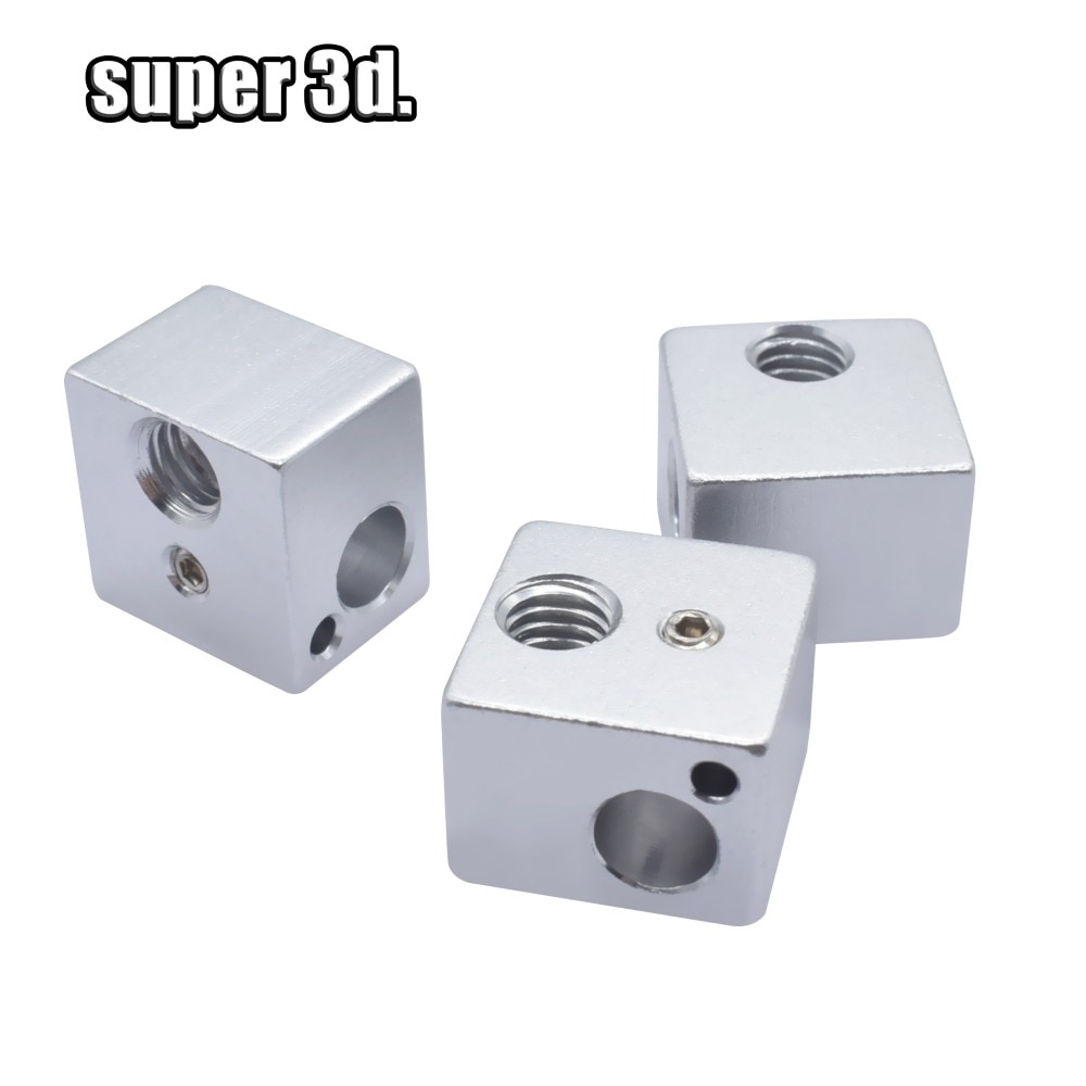 2pcs heating block V5 Heated Aluminum Block 16 * 16 * 12MM for 3D printer Extruder j-head hotend kossel and prusa i3