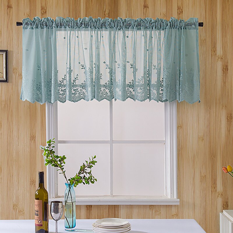 Kitchen Short Tulle Curtains Lace Coffee Cabinet Tulle Curtain Rod Pocket Bedroom Home Decor Short Curtain Solid Color