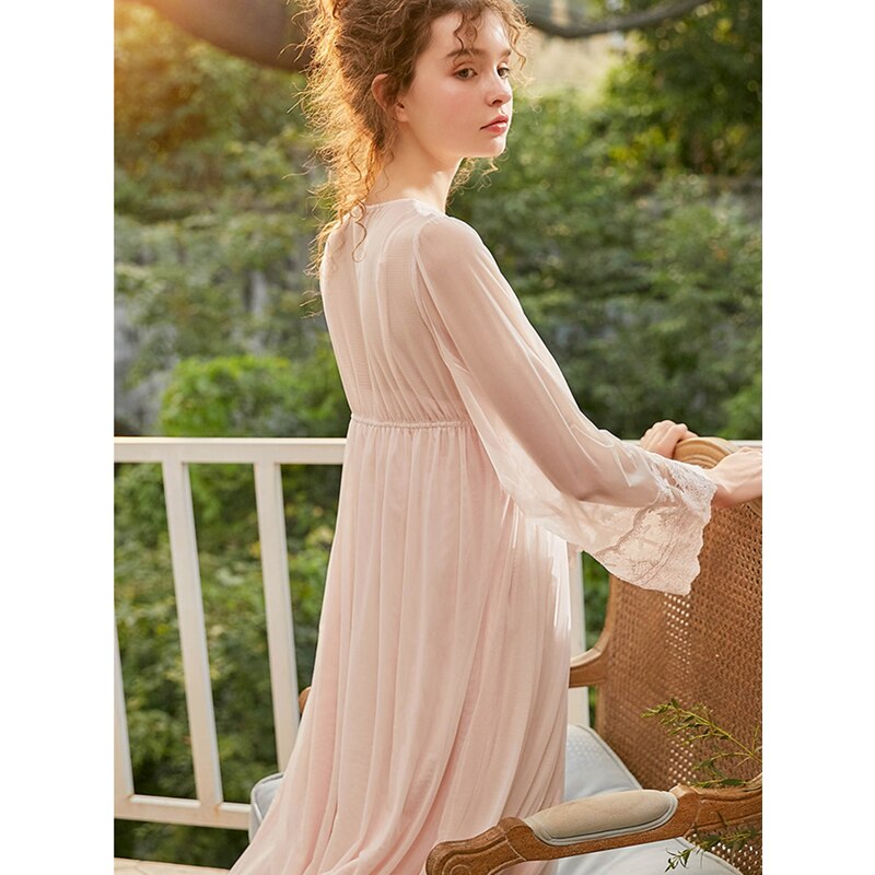 Vintage Bathrobe Female Plus Size Autumn Sleepwear Women Night Wear Home Gown Robe Set Princess Style Peignoir Sets T648