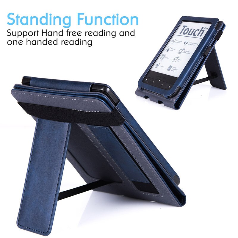 Stand Case for PocketBook 623/624/625/626 Plus/640/641 e-Reader - Premium PU Leather Sleeve Cover with Hand Strap