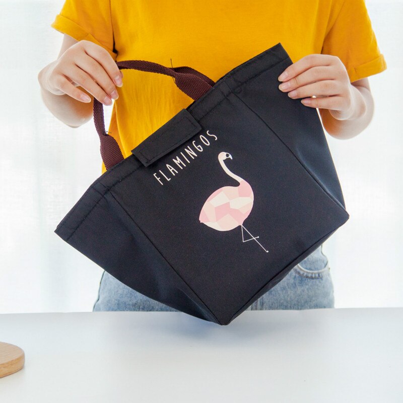 Waterdichte Oxford Strand Lunch Tas Flamingo Tote Thermische Zak Zwart Voedsel Picknick Vrouwen Kid Mannen Koeltas