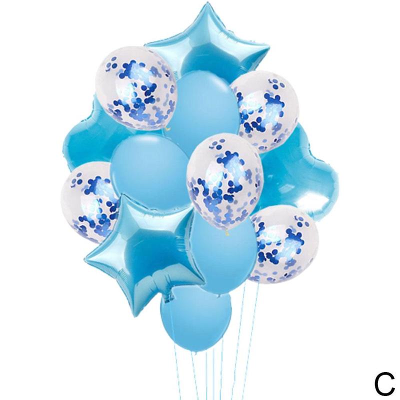 14 stk / sæt hjerte stjerne folie ballon konfetti latex balloner bryllup fødselsdagsfest tilbehør globos dekor forsyninger  r8 q 1: C