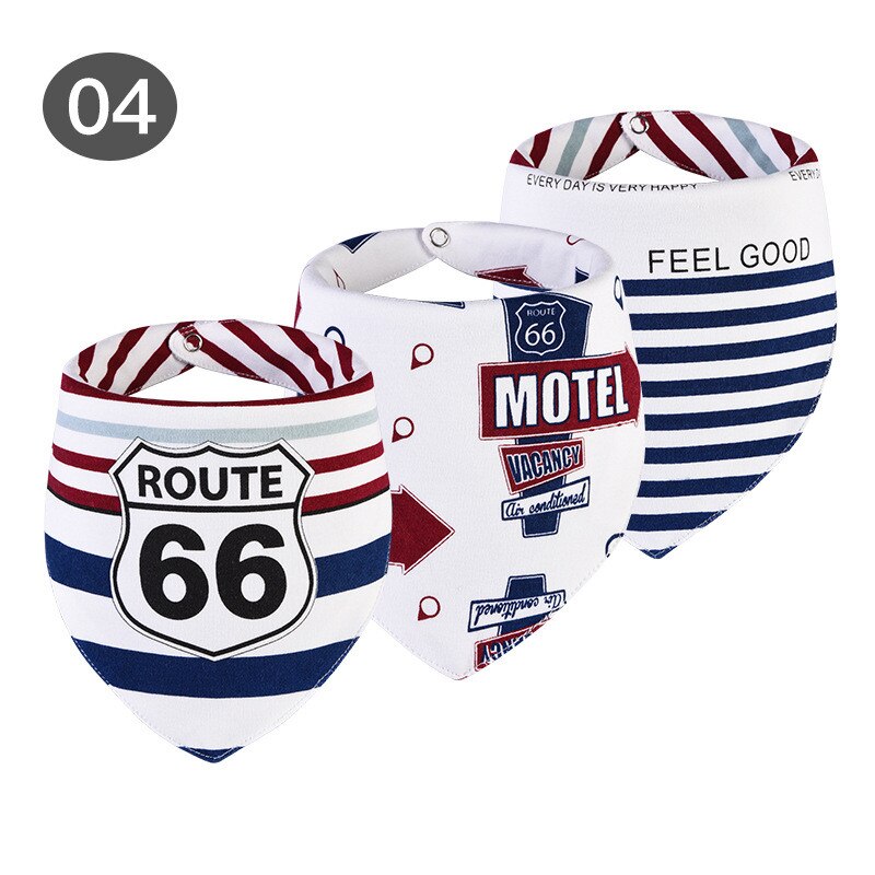 Slabbers Waterdicht voor 0-2 Jaar Oud 3 stuks/set Katoen Bandana Accessoires 3 lagen Cartoon Print Baby Driehoek handdoek: 4