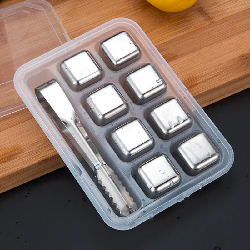 Reusable 304 stainless steel ice cubes quick ice grain chilling stones for whiskey wine coffee drink bar wine Cold Longer
