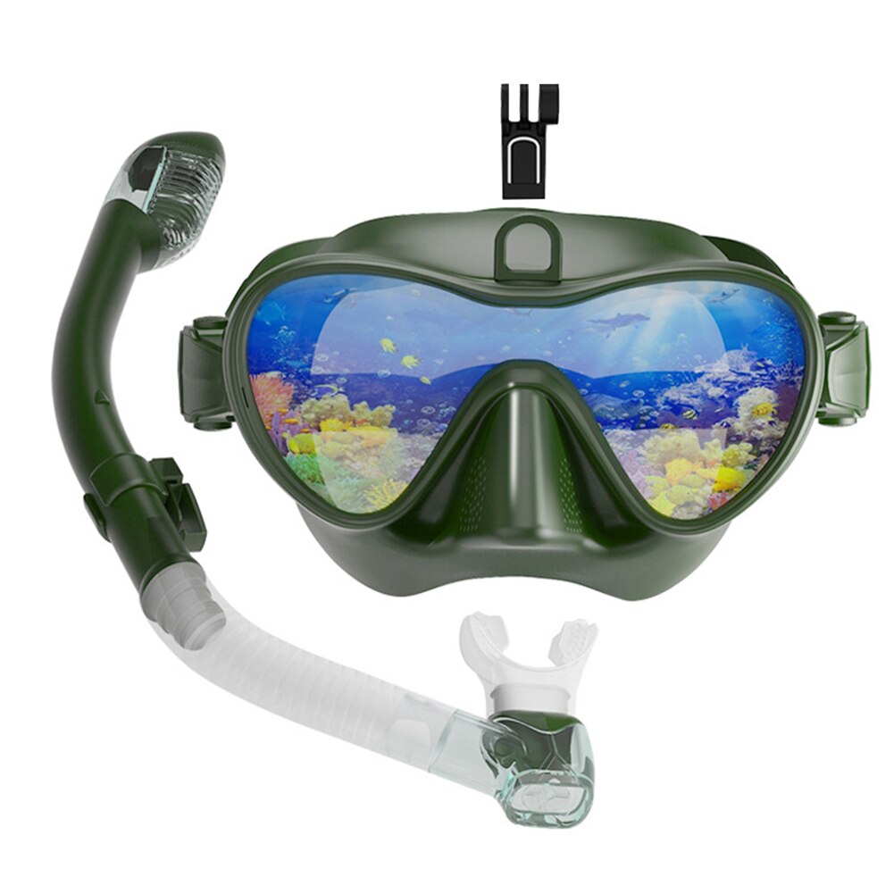 Ensemble de lunettes de plongée avec support de tuba sec, pour Gopro, masque de plongée , équipement spécial de piscine: Army Green