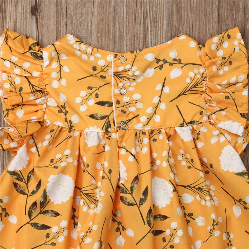 Baby pige kjole sommer børn piger fest blomst print bryllupskjoler piger flæse kjole bomuld sundress afslappet piger kjoler