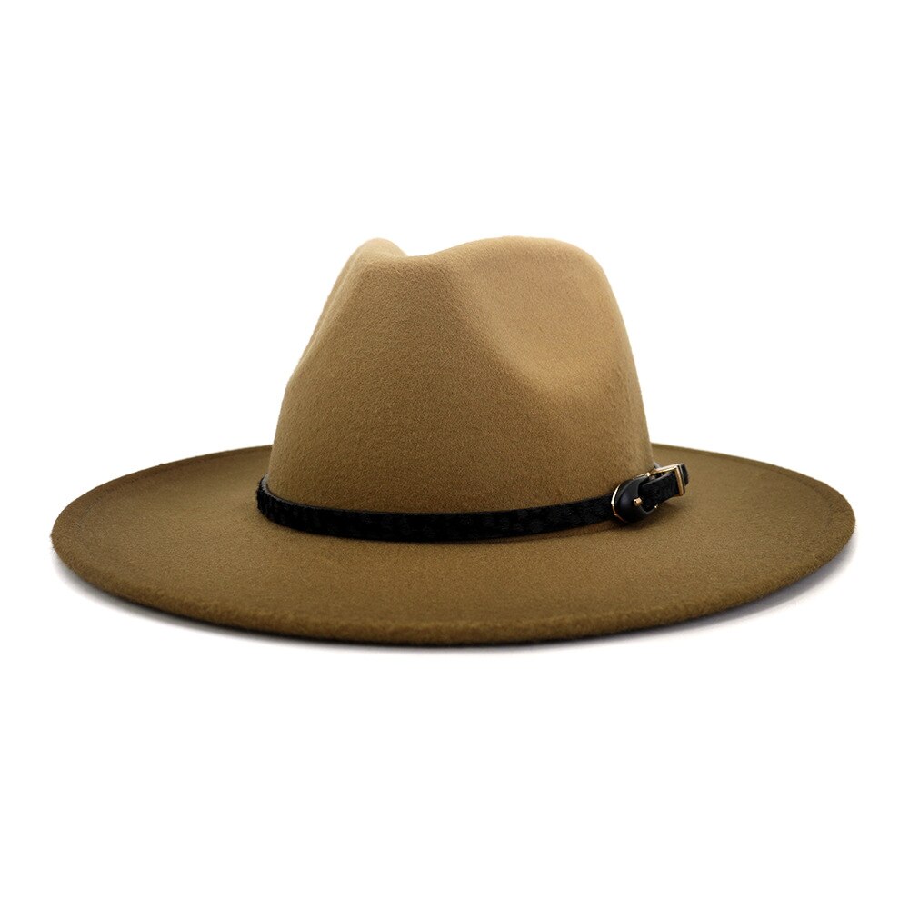 Heren dames geschilderde wollen fedora hoed europese en amerikaanse stijl grote rand hoed unisex katoen polyester petten: Kameel