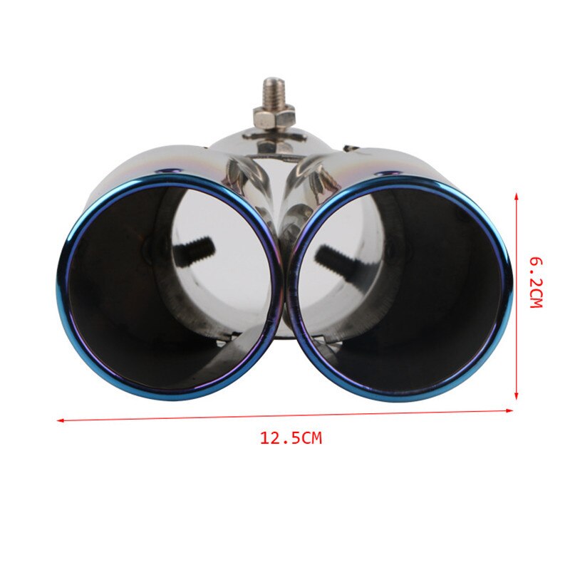 63Mm Auto Styling Uitlaten Uitlaat Staart Keel Pijp Tip Platte Universele Rechte Rvs Dual Outlet Uitlaat