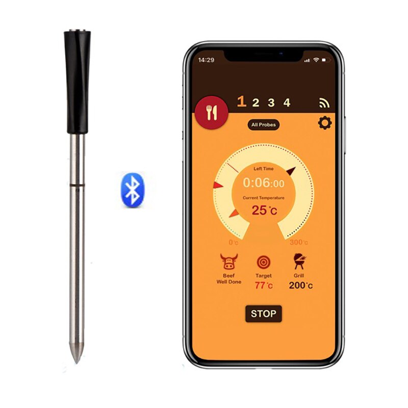 Thermomètre de cuisson sans Contact, Bluetooth, étanche, sans fil, pour Barbecue, sonde numérique,: HGA002170-A