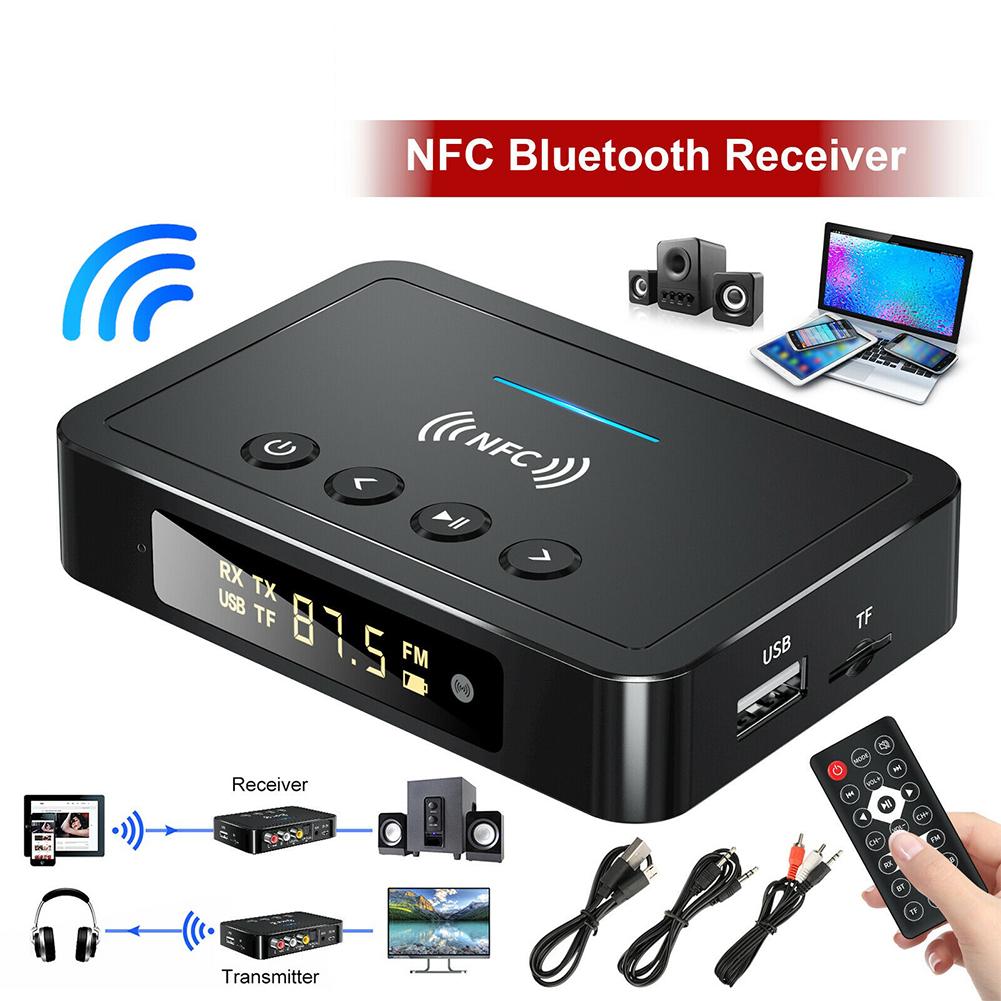 NFC Wireless Transmitter Receiver Car Bluetooth-compatible 5.0 Adapter M6 3-in-1 FM Audio Adapter w/ LED Display Auto Accessory