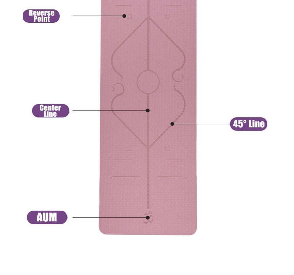Dubbla lager 183*61*0.6cm tpe yoga halkfri matta yoga träningsdyna med positionslinje för fitnessgymnastik och pilates