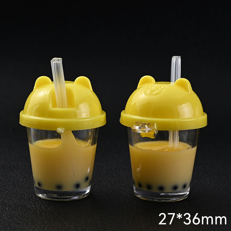 10Pcs Cute Colorful Milk Tea Milkshake Bottle Straw Acrylic Charms Drinks Beverage Pendant for Jewelry Making Necklace