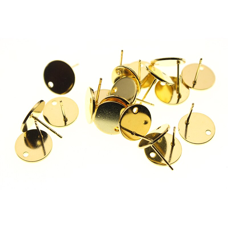 20 teile/los Gold Silber Edelstahl Ohrringe Anschluss Erkenntnisse DIY Stud Ohrring Post Blank Ohrring Basis für Schmuck Machen: gold / 8mm