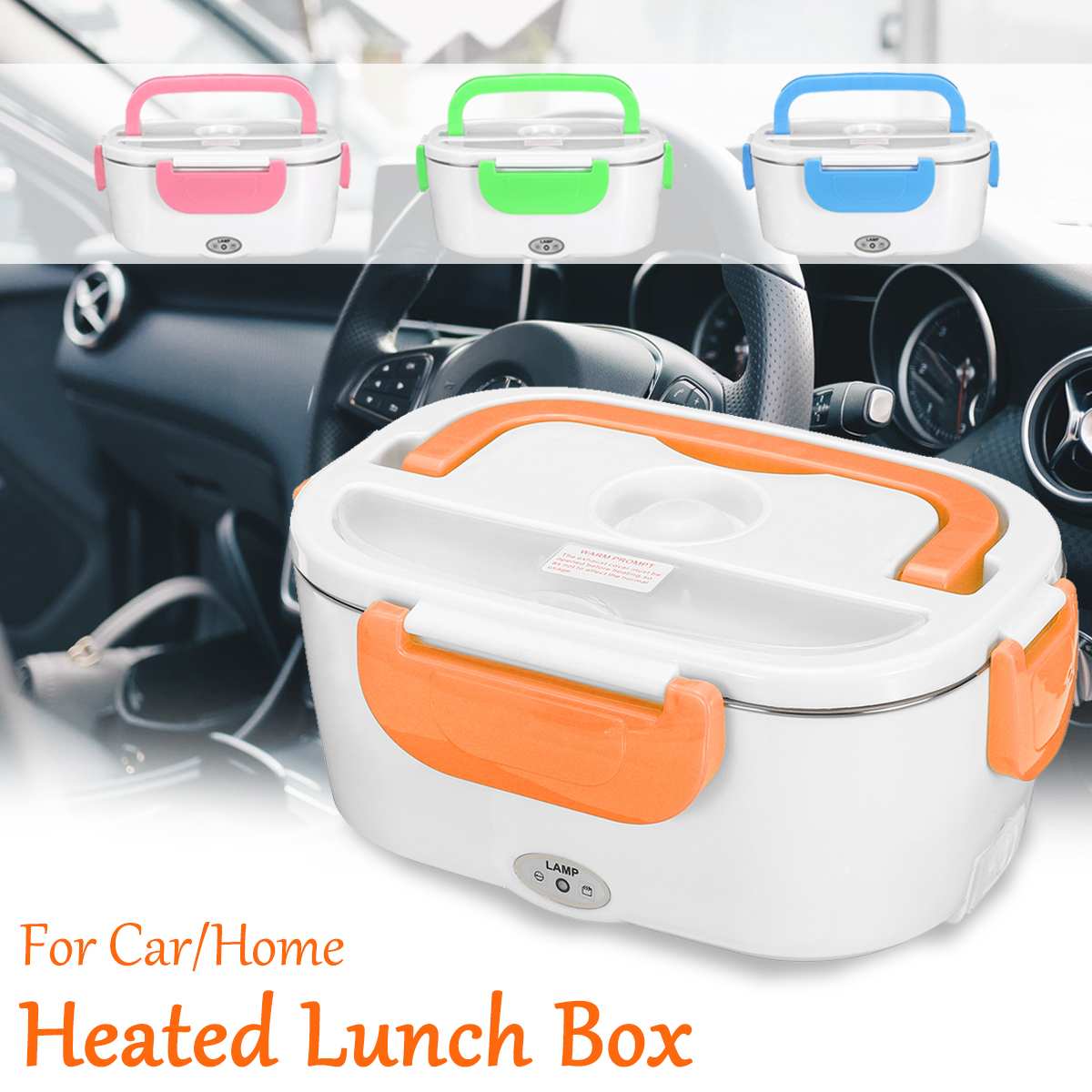 Portable Electric Heating Food Warmer Container Lunch Box Stainless Steel Home Bento Storage Heated Kids Dinnerware Car EU Plug