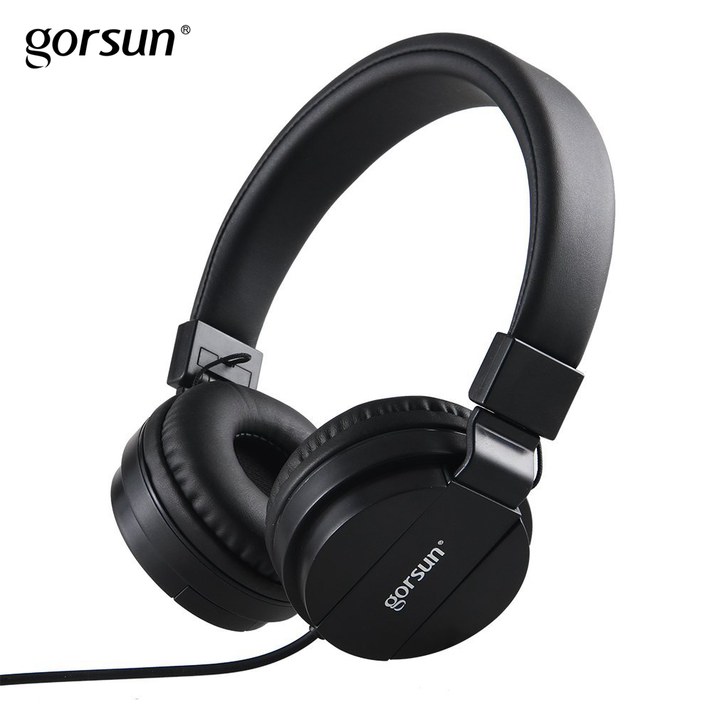 Bashörlurar, lätta stereo hopfällbara trådade hörlurar för barn justerbart huvudband headset för telefoner dator pc musik: Svart