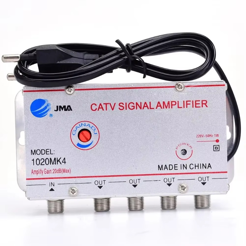 4 Way 20DB CATV TV Antenna Signal Amplifier Booster Splitter 1020MK4 for Digital TV Equipments EU Plug