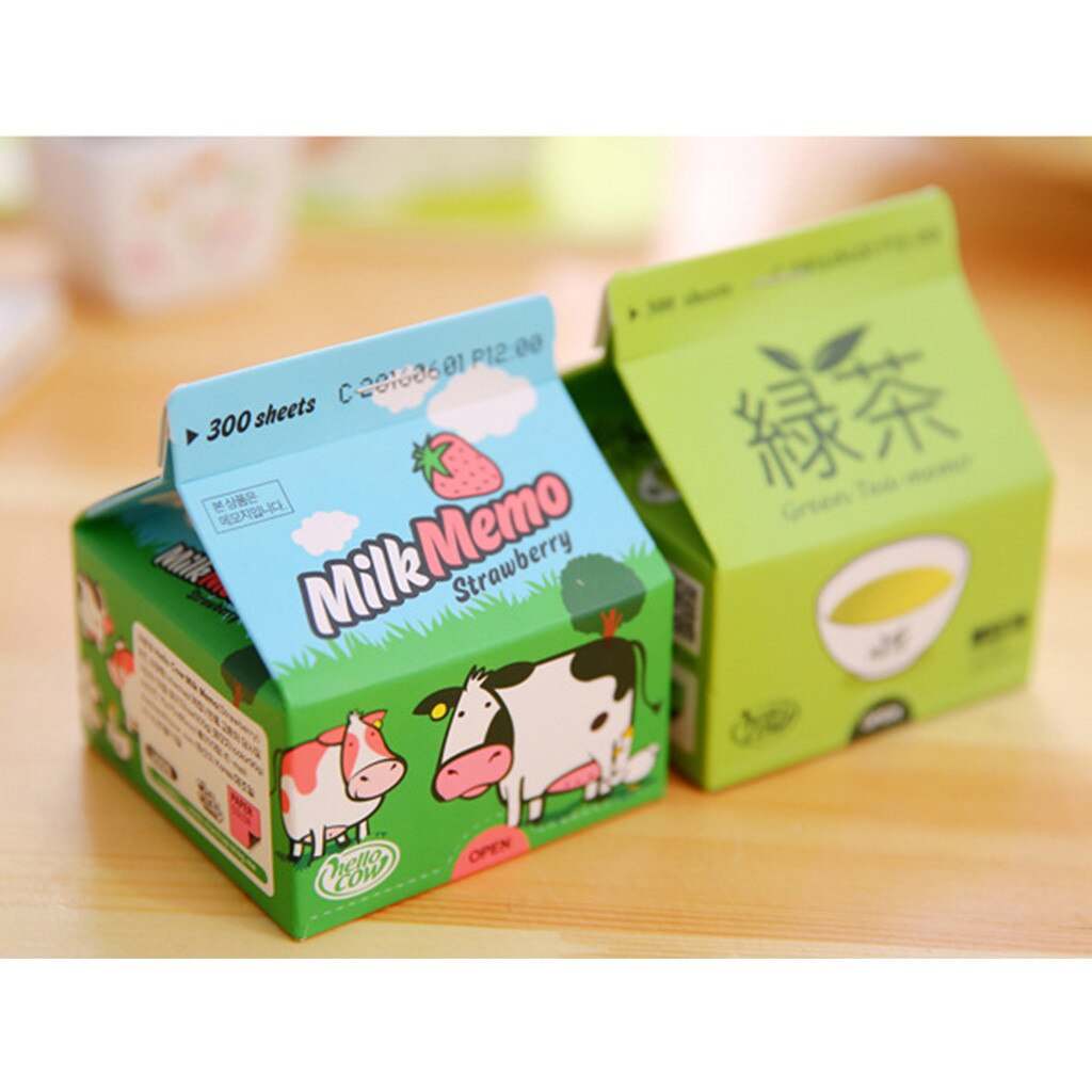Cute Kawaii Drawing Milk carton Notes Paper Pad Sticky Notes Memo Notebook Stationery Post Note Paper Stickers Office School