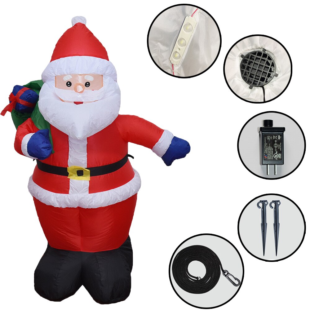 Giant Kerst Inflatables Outdoor Decoratie Kerstman Opblaasbare Pop Met Led Licht Binnenplaats Ornamenten Props Met Blower