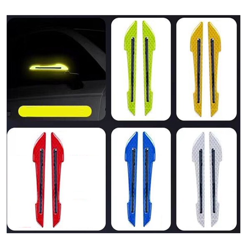 Hyzhauto fita de aviso de segurança para espelho retrovisor de carro, 2 peças, fibra de carbono adesivo refletivo, guarnição, tiras anticolisão
