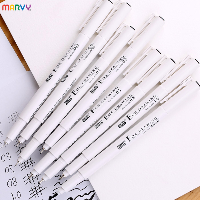 Marvy liner black brush fine line drawing pen marker grey permanent graffiti marker brown tone micron fineliner felt tip pen set