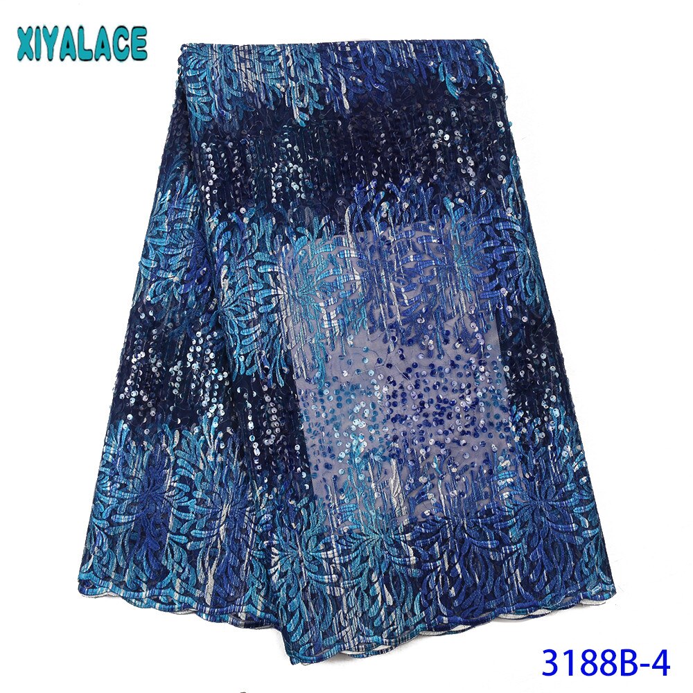 Nigeriaanse Kant Stof Tule Kant Afrikaanse Stof Kant Geborduurde Veters Met Pailletten KS3188B