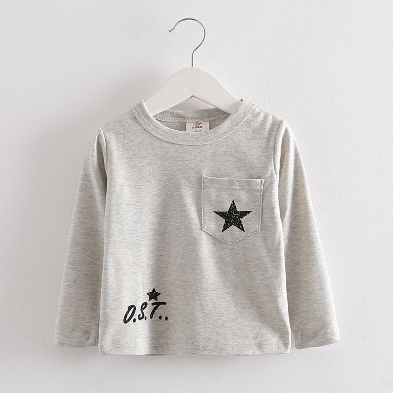 1-6Y Peuter Kids Baby Jongens T-shirt Lente Zomer Pentagram Print Lange Mouwen O-hals Trui Tops Tee Shirt Kleding Outfits