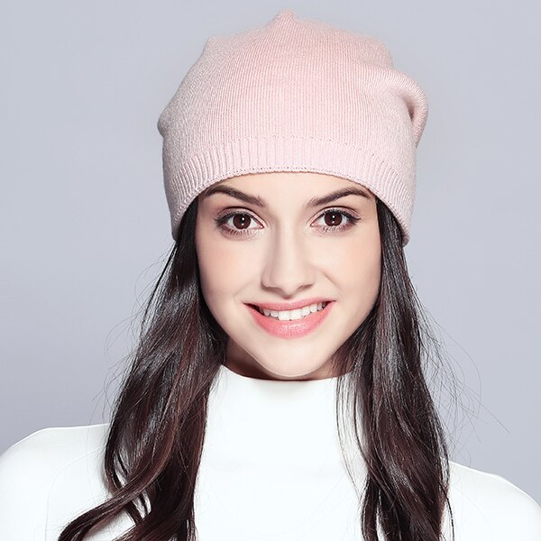 Frauen Hüte Gestrickte Wolle Herbst Winter Casual Neue Hut Weibliche Skullies Beanies # MZ720: Rosa