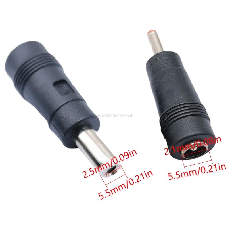 Zwarte oplaadadapter Voedingsadapter DC5521 naar DC5525 Conversiekop Vrouw-man-connectorconverter