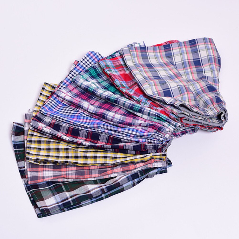 Men cotton arrow boxers casual elastic waist checkered summer loose breathable beach underpants boxers shorts