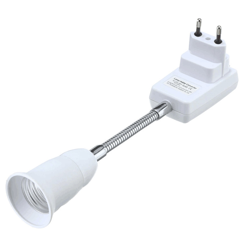 20cm EU Plug E27 Flexible Light Lamp Bulb Adapter Socket Extend Extension Converter Wall Base Bulb Holder Screw Book Lamp Socket
