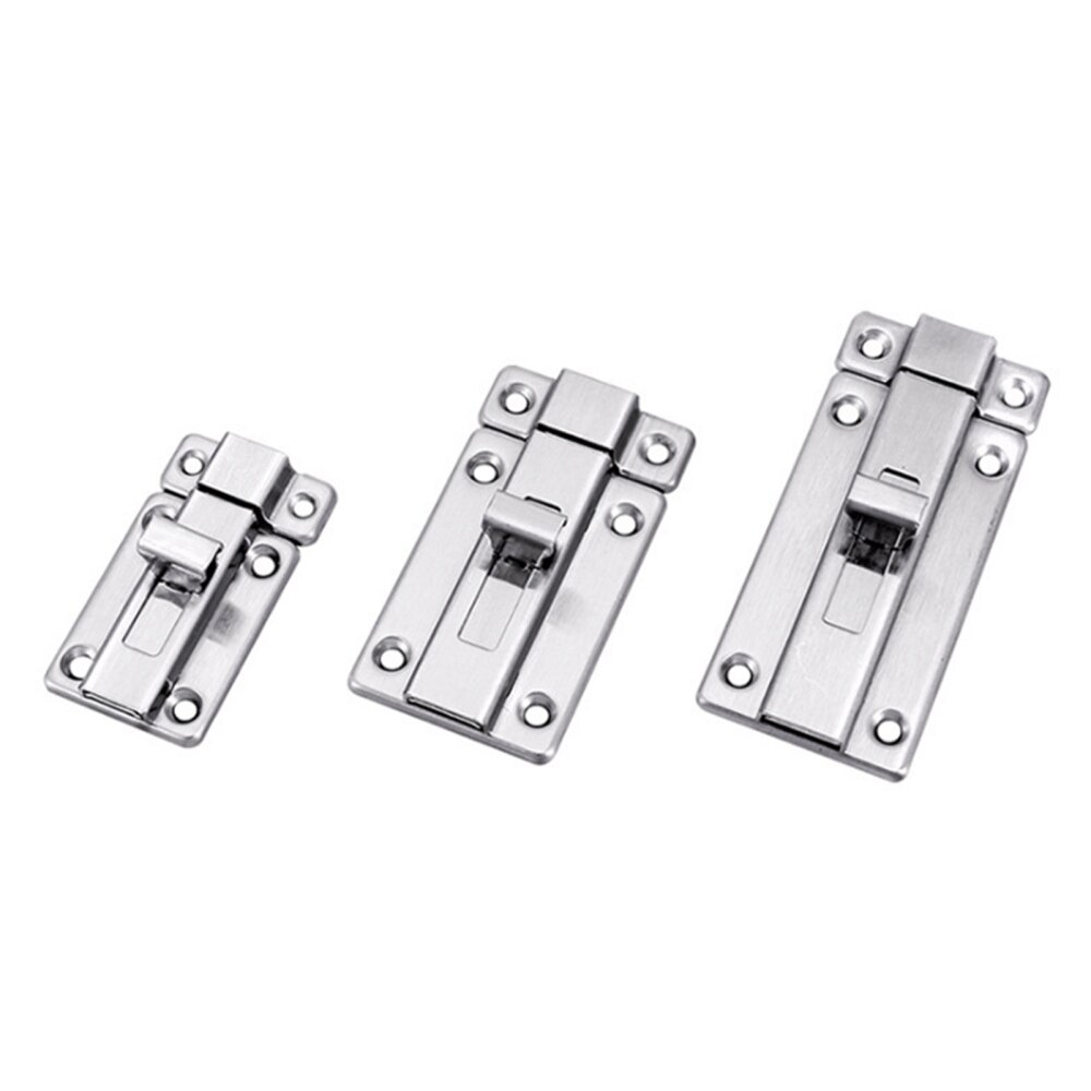 Door Lock Safety Guard Latch Slide Lock Door Drawer Barrel Bolt Silver Thick Aluminum Alloy Open Latch with Screw Stainless Stee