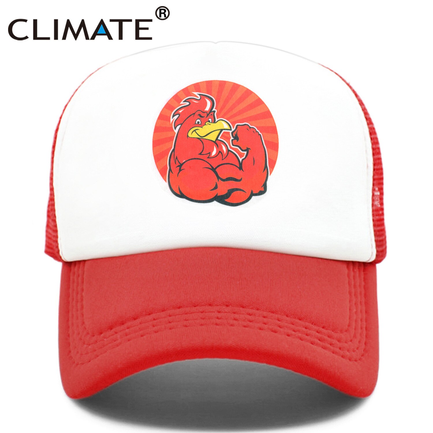 CLIMA di Fitness Robusto Muscolo Coccodrillo Cap Freddo Uomini PALESTRA Per Il Fitness Cap Animale della PALESTRA di Sport Ventole Mesh Trucker Cap Body Building cap: 098A-Red