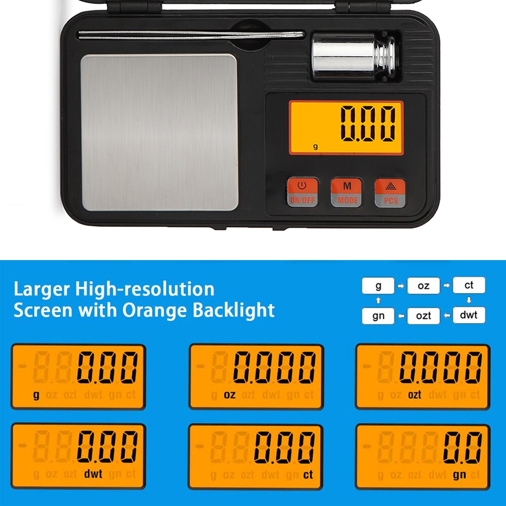 Báscula Digital de miligramos, balanza de joyería portátil de 200g/0,01g, Mini báscula de cocina para hornear con caja de herramientas, báscula de quilates