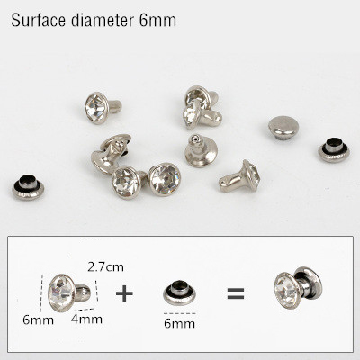 1000Sets 5-11mm Crystal Rhinestone Trim Rivets Diamante Studs DIY Clothing Bag Leather Decorative Rebite Spikes Glass Drill Nail: silver 6mm